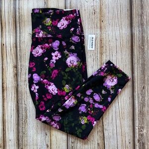 Old Navy Floral Leggings - Black and Pink